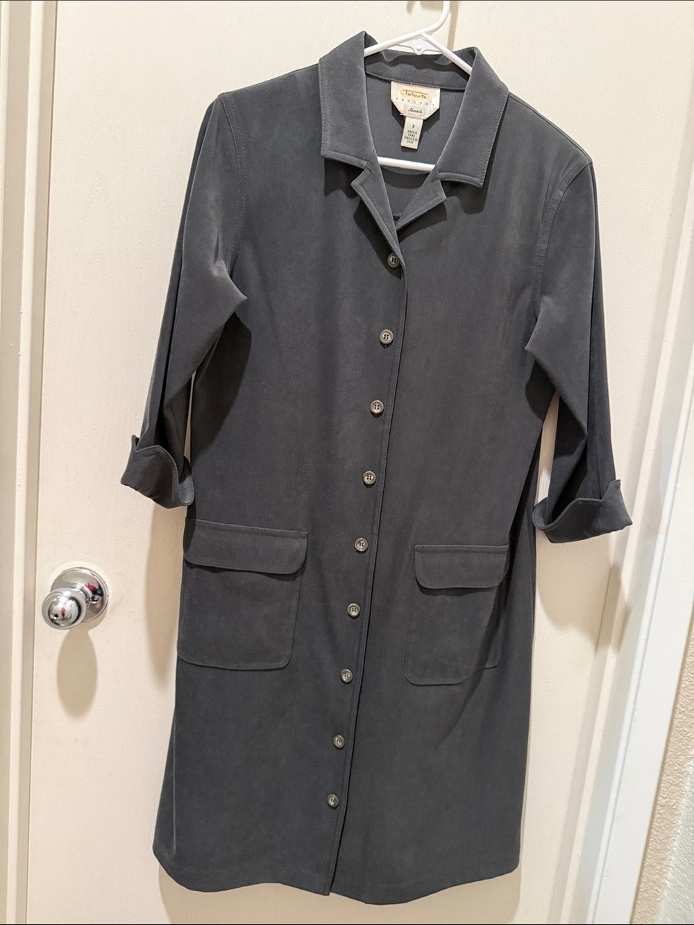 Vintage-Inspired Slate green olive Button-Front Women’s Dress